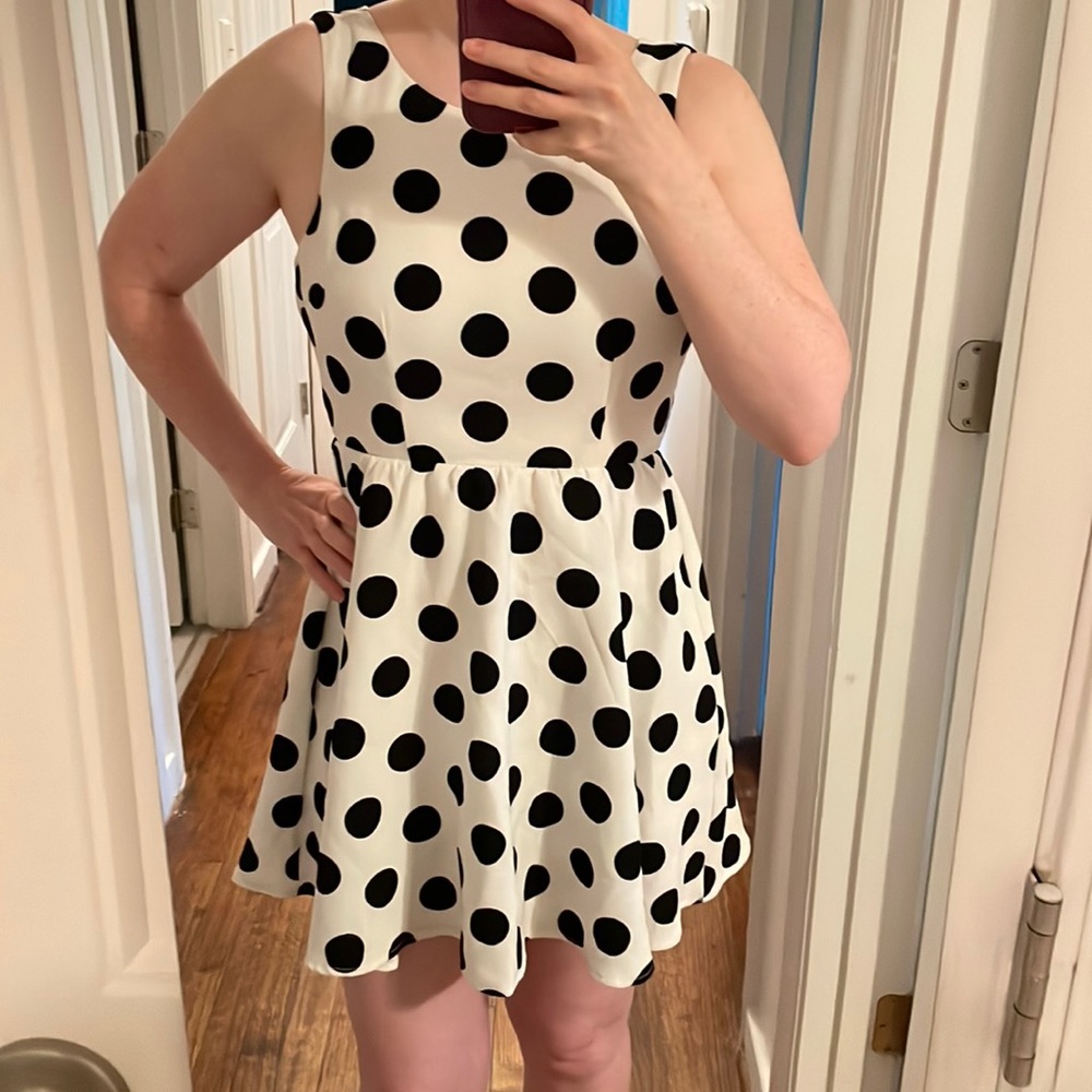Francesca’s polka dot dress